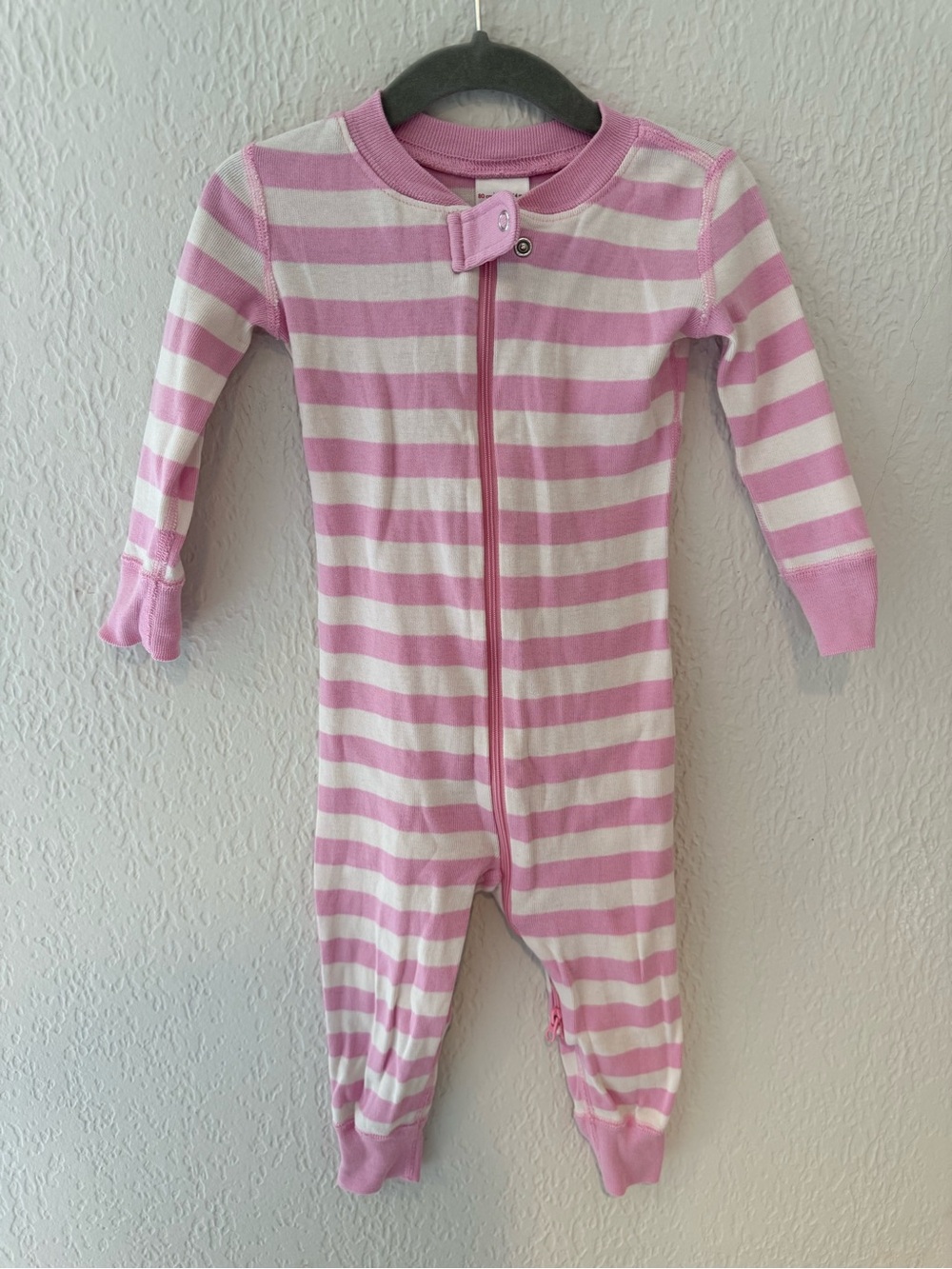 Hanna Andersson Pink and White Striped Footie